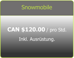Snowmobile CAN $120.00 / pro Std. Inkl. Ausrüstung.